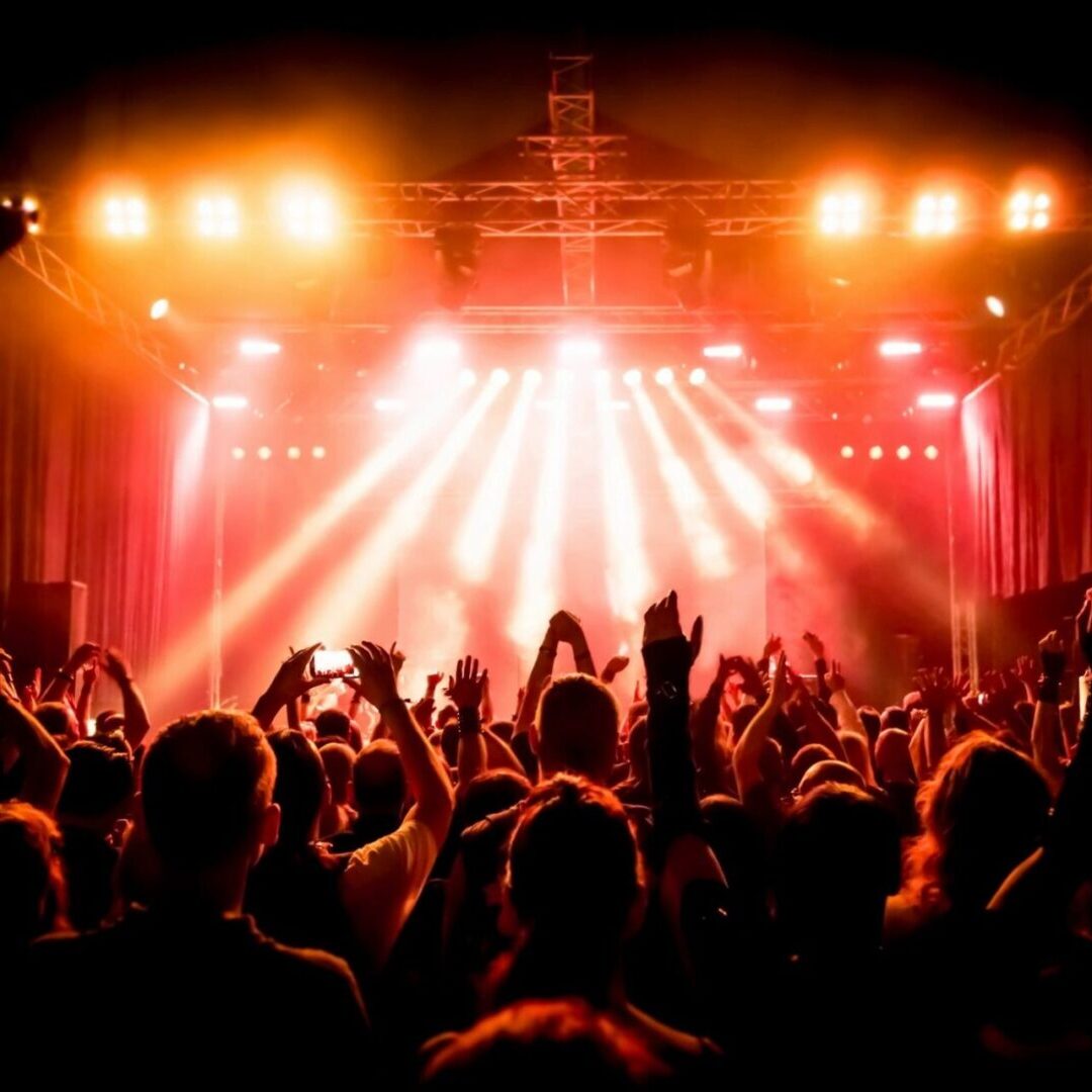 A crowd attending a concert